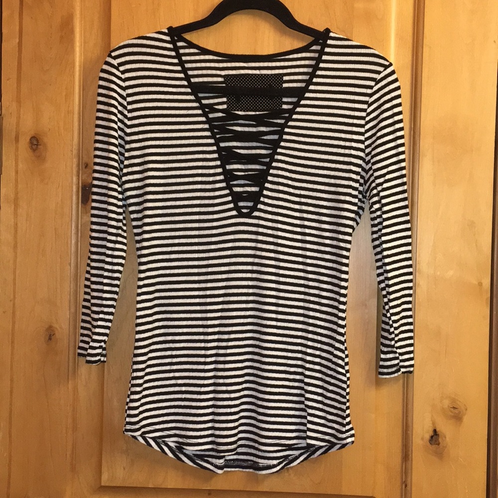 Black and white striped top